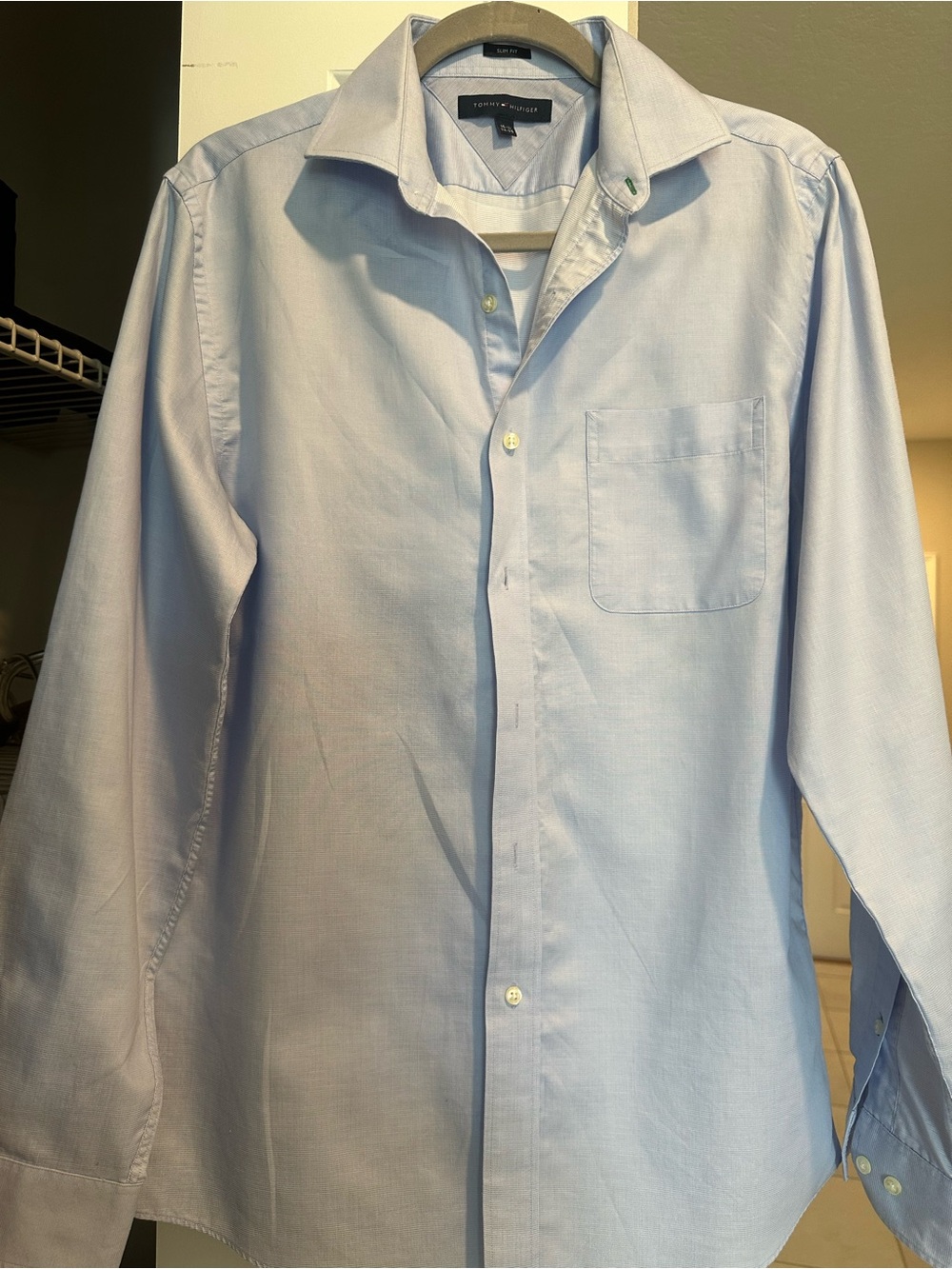 Tommy Hilfiger Light Blue Men's Dress Shirt - Long Sleeve Pocket